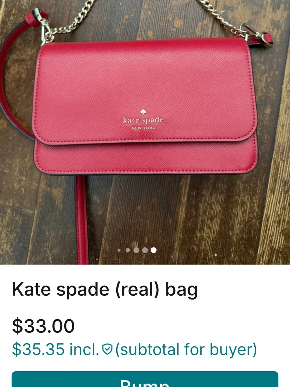 kate spade red leather crossbody with gold hardware